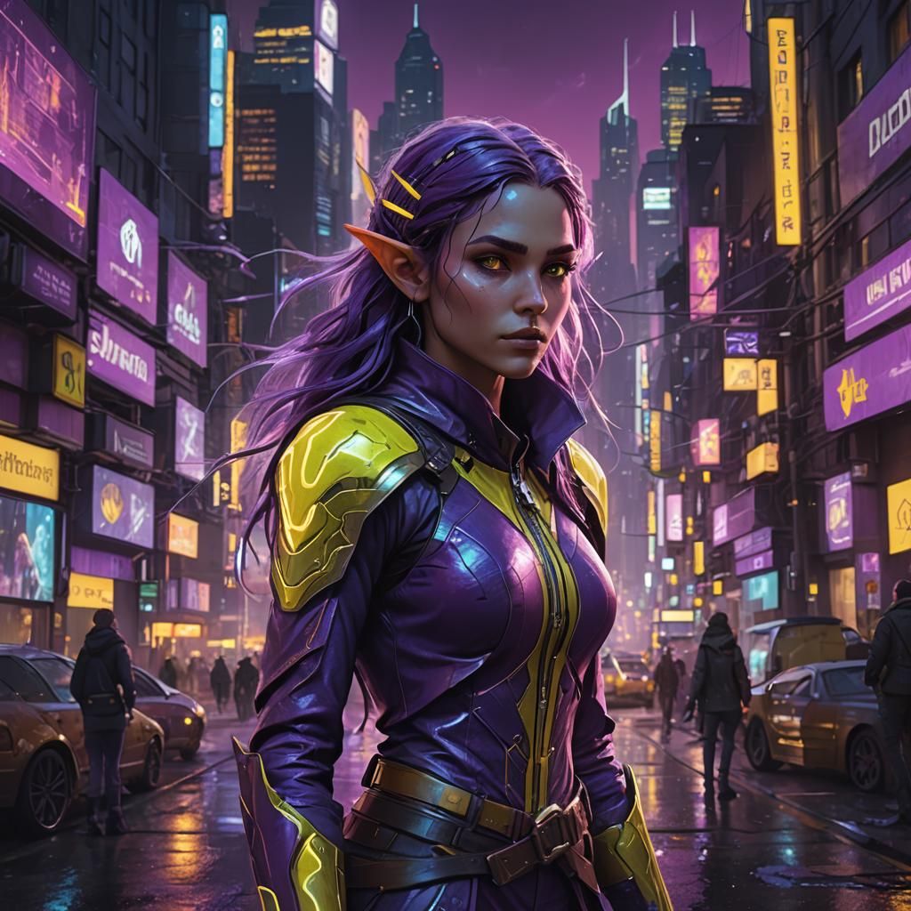 Cyberpunk Urban Elf in Neon Dreamscape