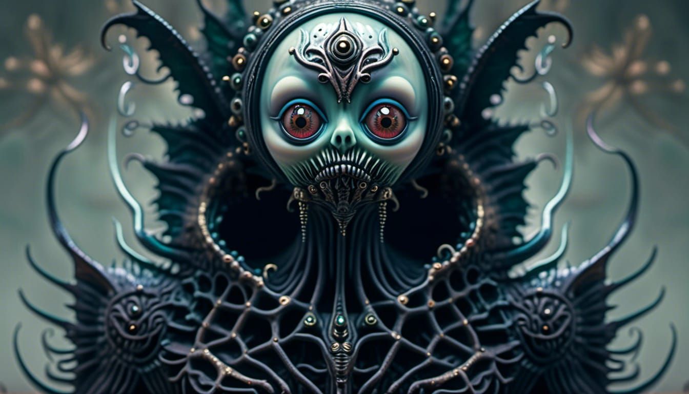 Ornate Chibi Mothman and Cthulhu Portrait