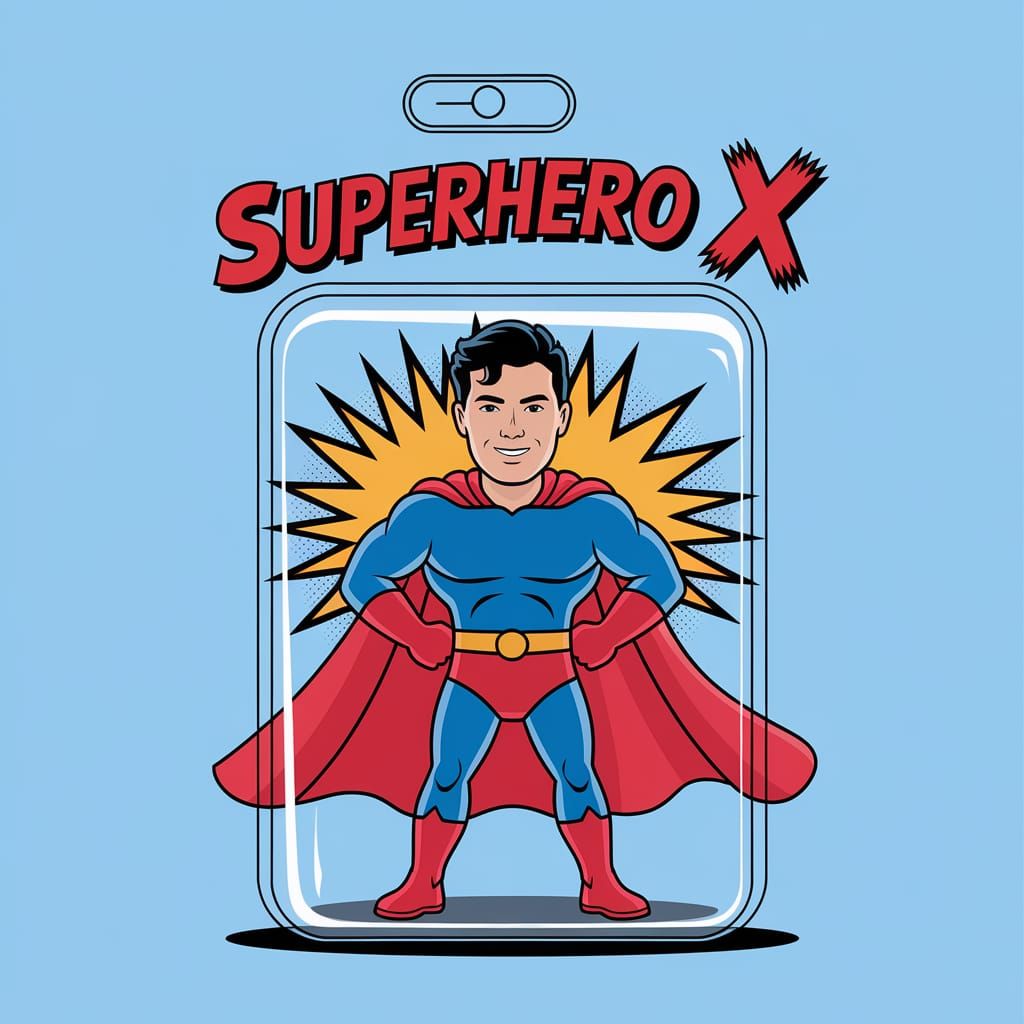 a cartoon-style action figure of a superhero