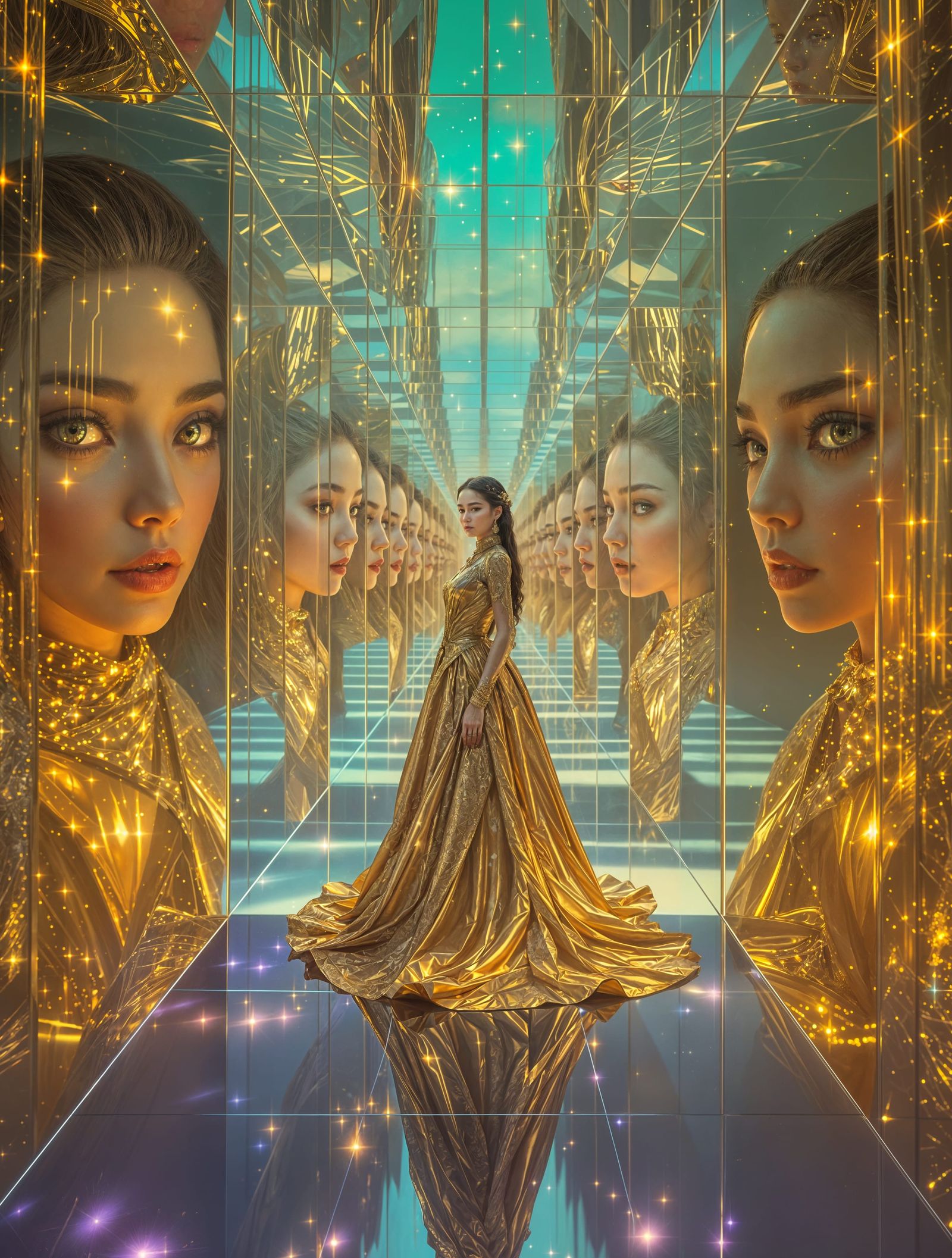 A Woman in Infinite Reflections