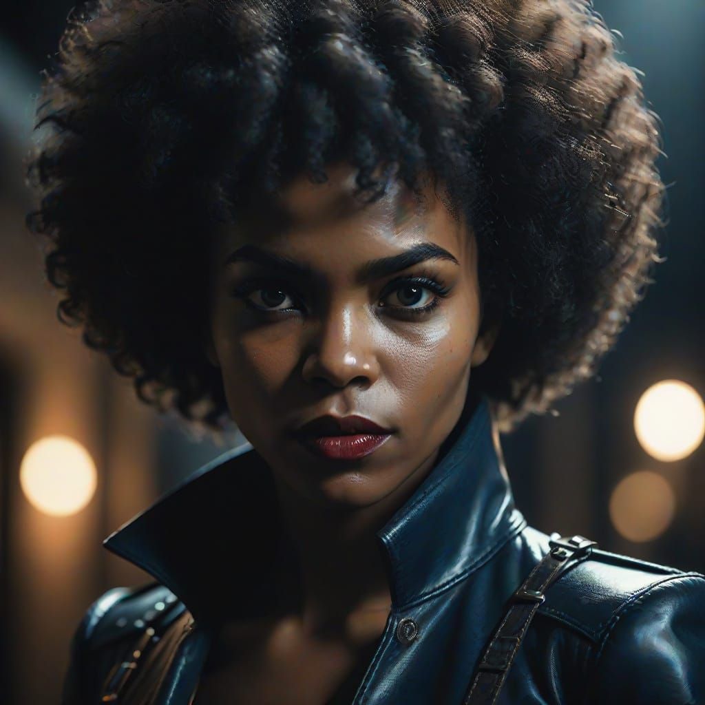 Hyper-Realistic Vampire Portrait in Black Leather