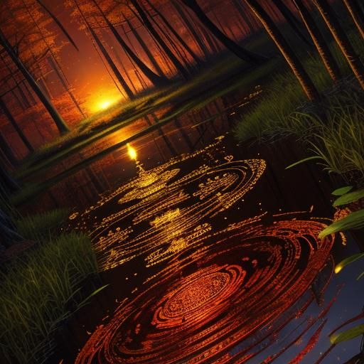 Ornate Japanese Princess Touching Mirrored Reflection