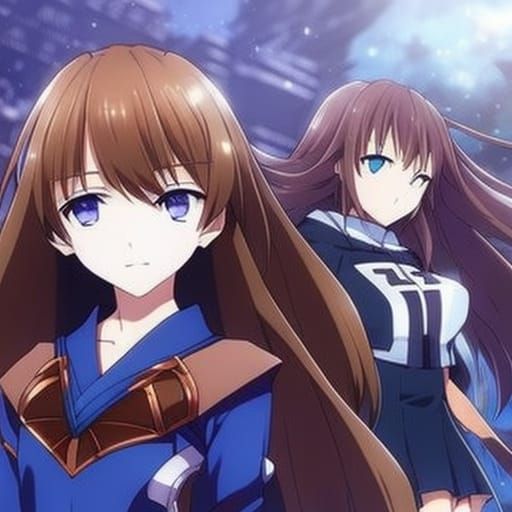 Anime Style Trans Woman with Blue Crop Top