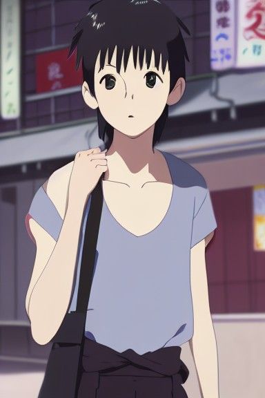 Anime Style Woman with Bandaged Arm in Tokyo