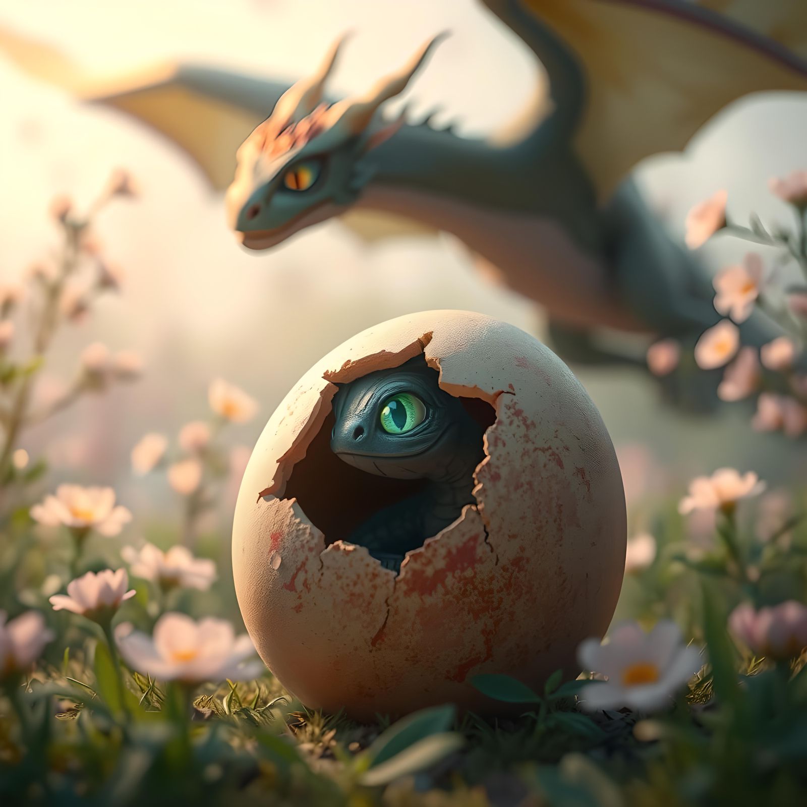 Dragon Egg Hatching in Lush Environment