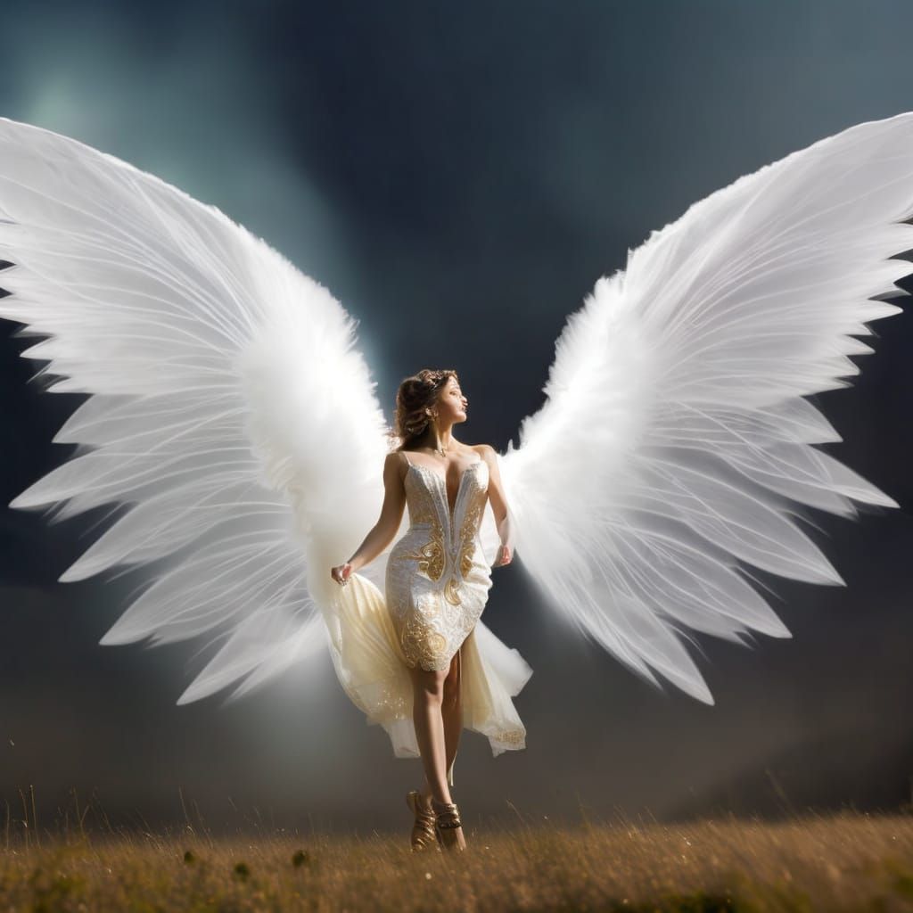 Ethereal Angel in Dreamy, Colorful Light