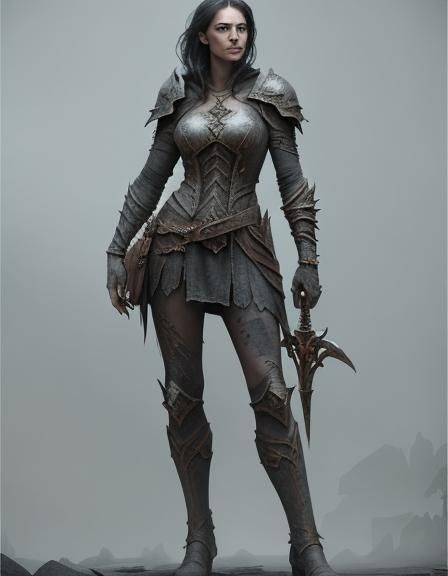 Leah in Ruined Cathedral: Dark Fantasy Realism