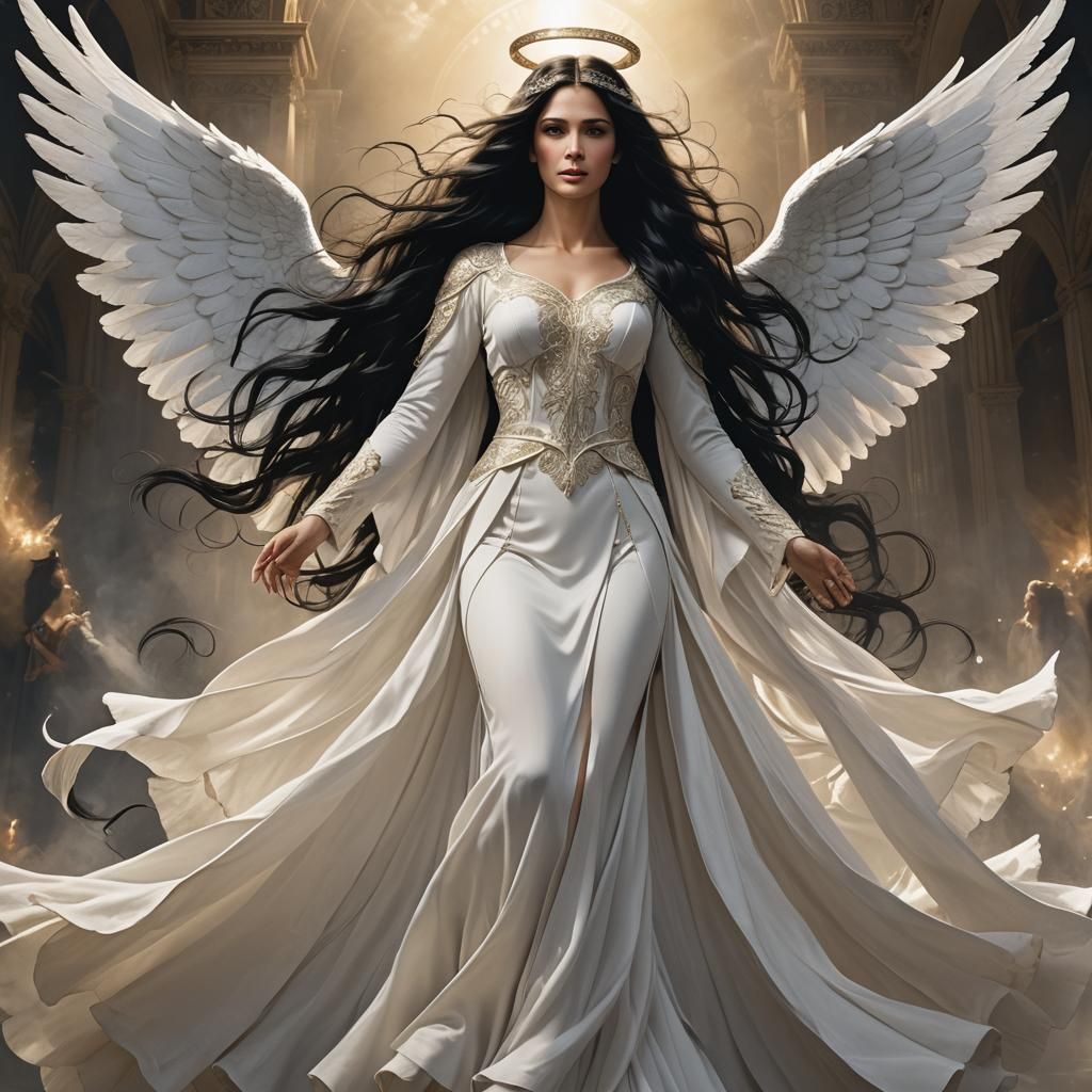 Angel Soaring in Dramatic Lighting, High-Definition Photogra...