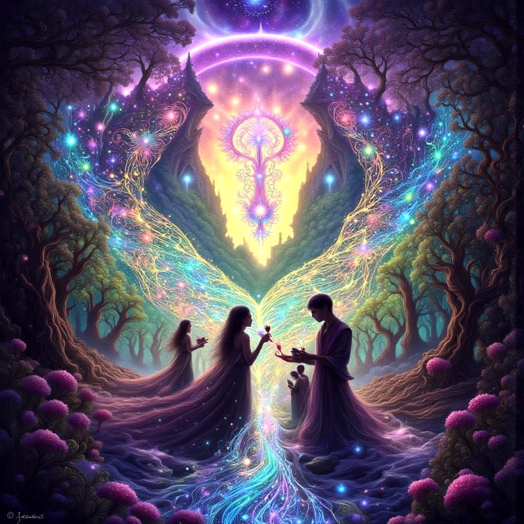 Aurora Music Notes in Lush Forest Amphitheater