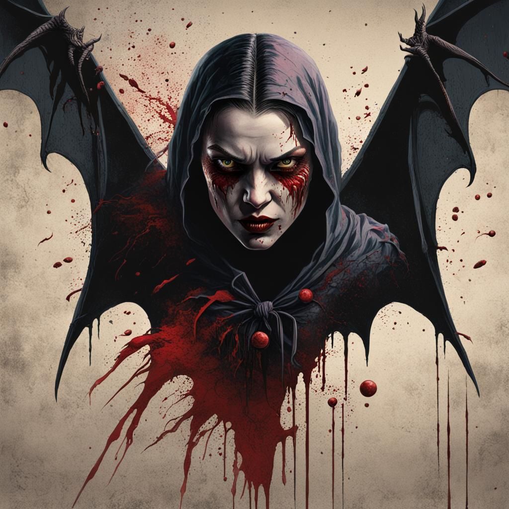 Hyperrealistic Vampire Woman Breaking Through a Wall