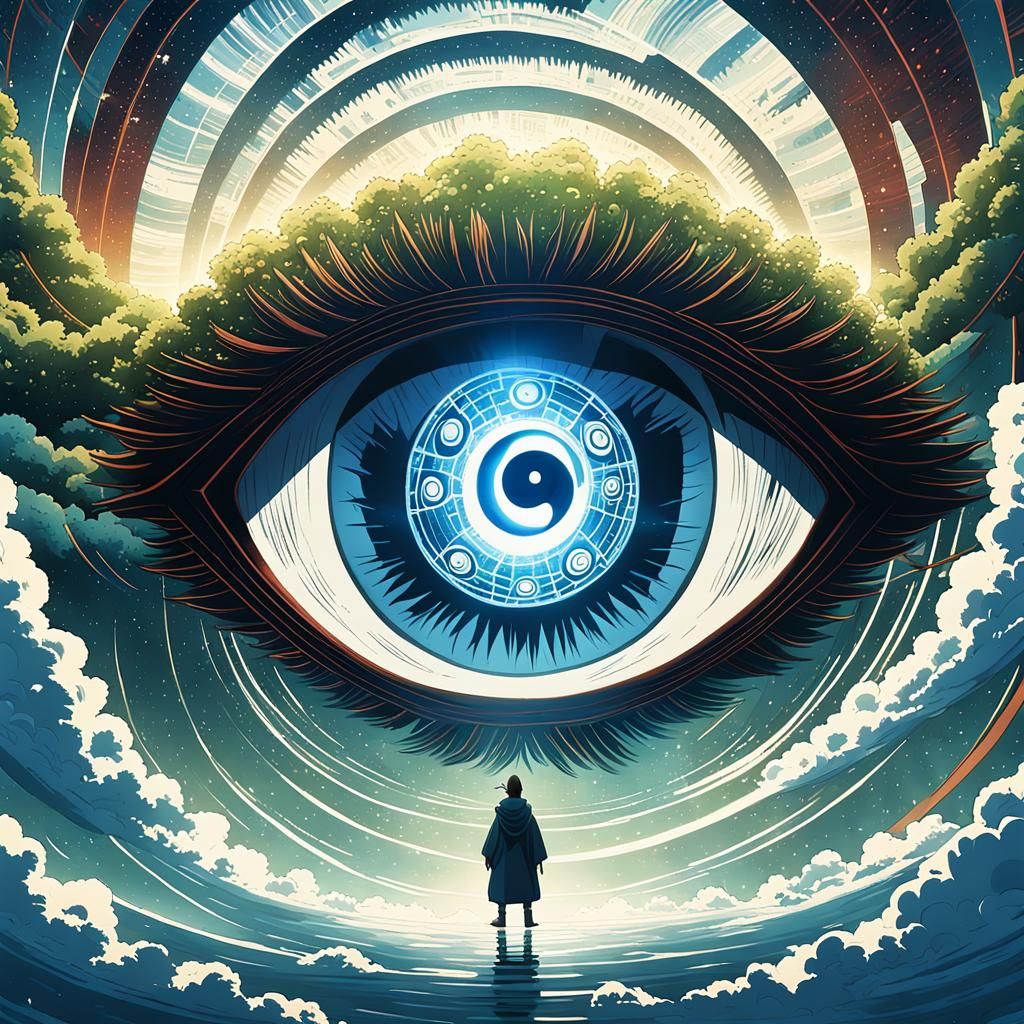 Majestic Sharingan Eye in Surreal Anime Style