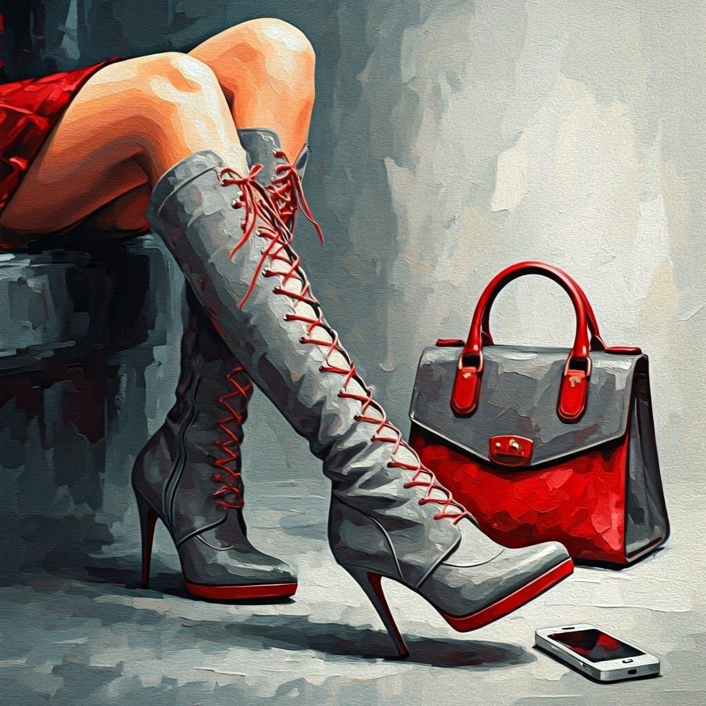 Elegant Boots and Bag in Impressionistic Style