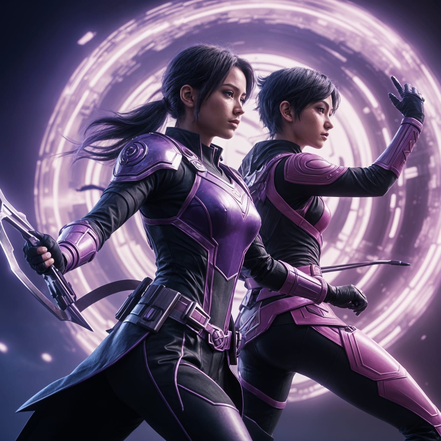 Vibrant Purple Psycho Ranger Saves Brave Boy in Dynamic Anim...