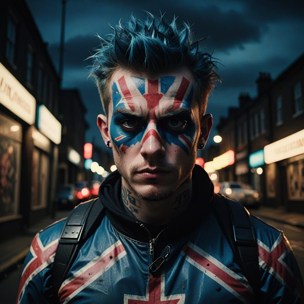 Union Jack Punk Portrait in Graphic Novel Style
