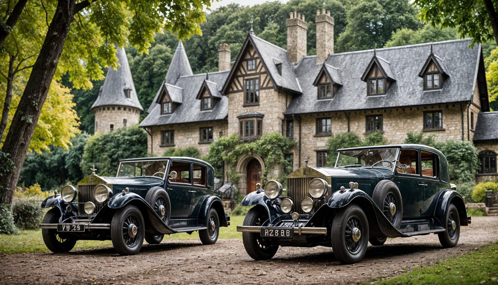 Vintage Rolls Royce Cars in Whimsical Woodland Setting