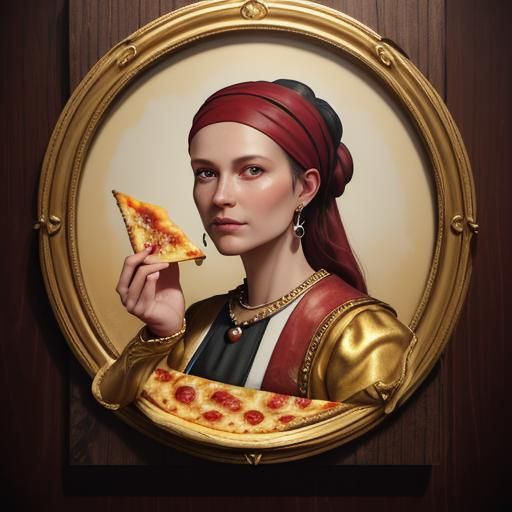 Girl with Pearl Earring Framed by Pizza