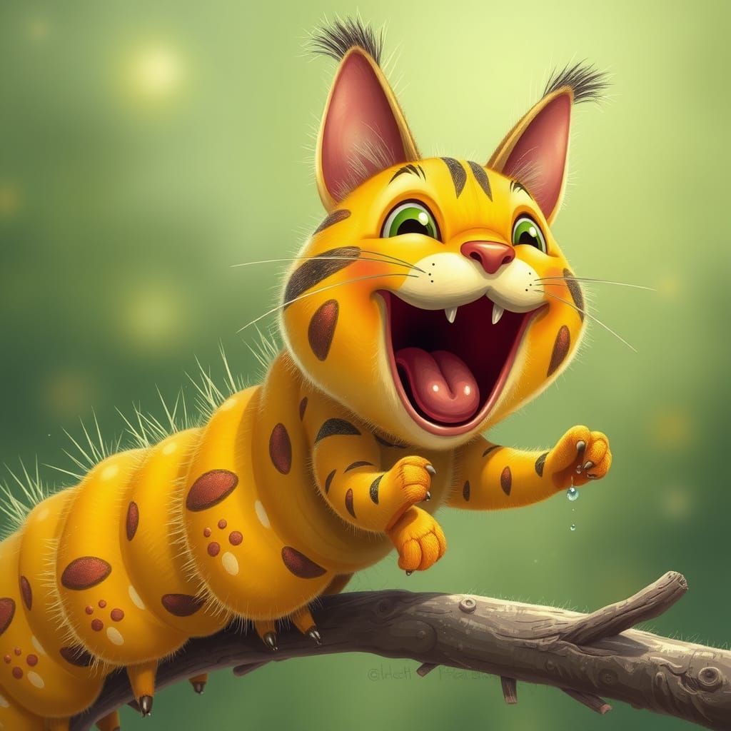 Excited Caterpillar Illustration