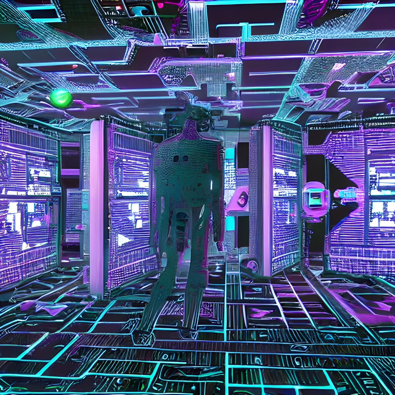 Apocalyptic Biopunk Cityscape Dominated by Robots