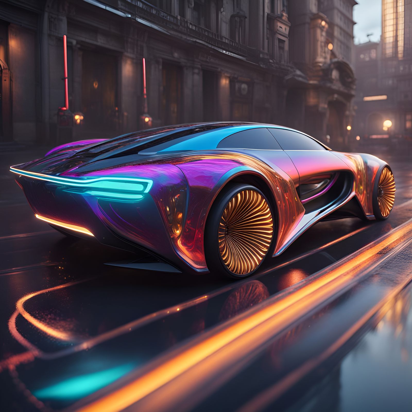 Luxurious Multicolored Futuristic Car Concept Art