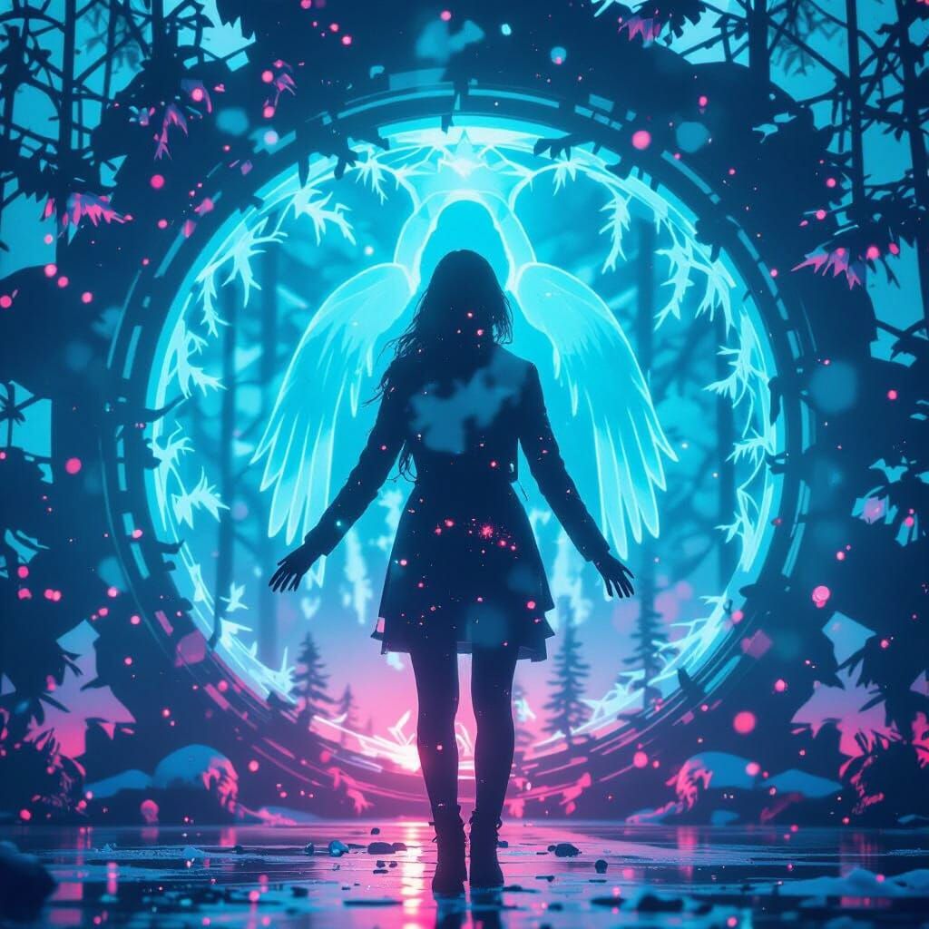 Angelic Concert at Sunrise with Double Exposure Portrait