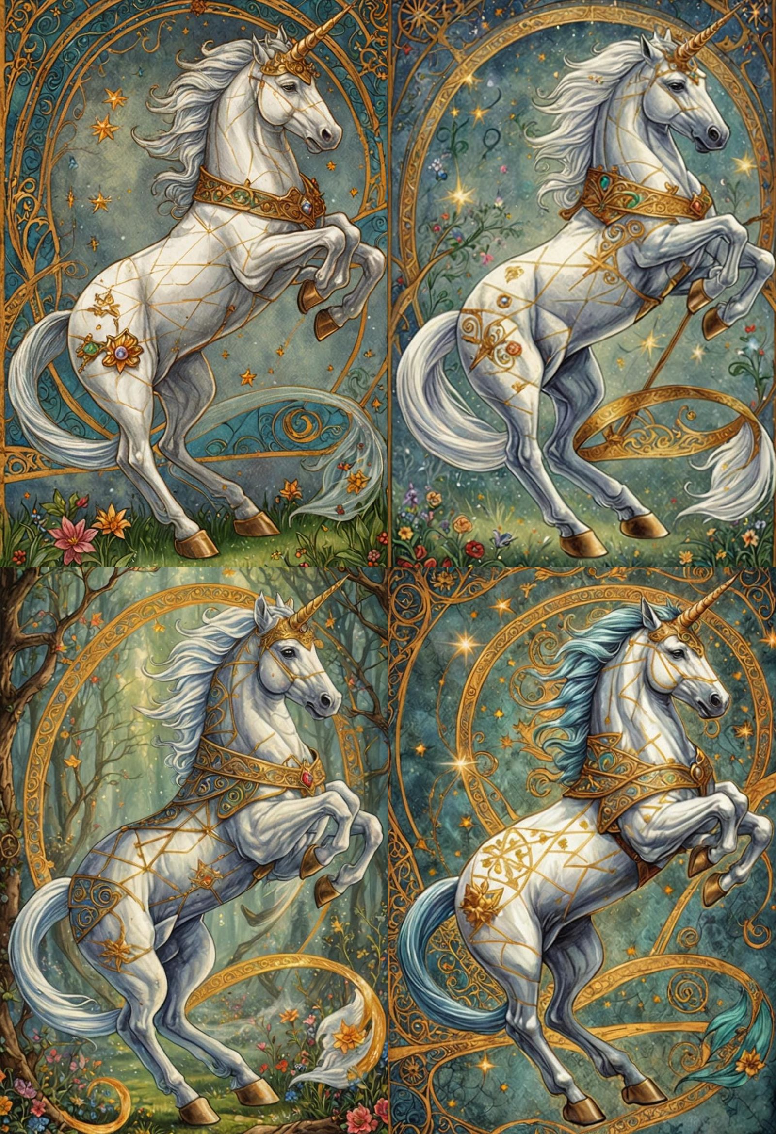 Mystical Unicorn in Medieval Fantasy Setting