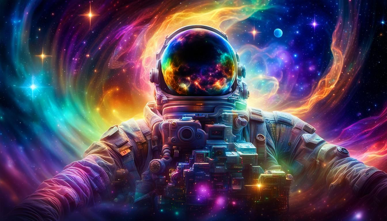 Ethereal Space Beauty in Cosmic Rainbow