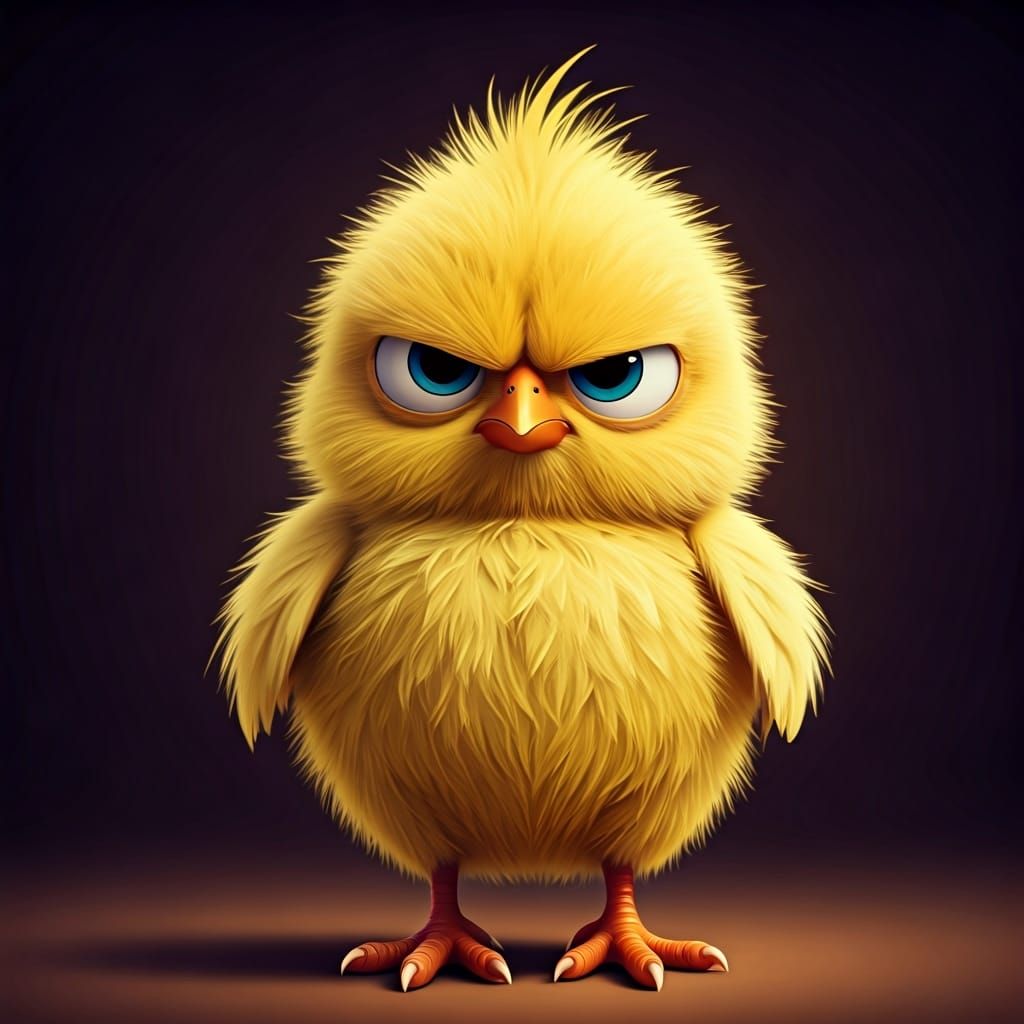 Grumpy Chick in Disney Cartoon Style