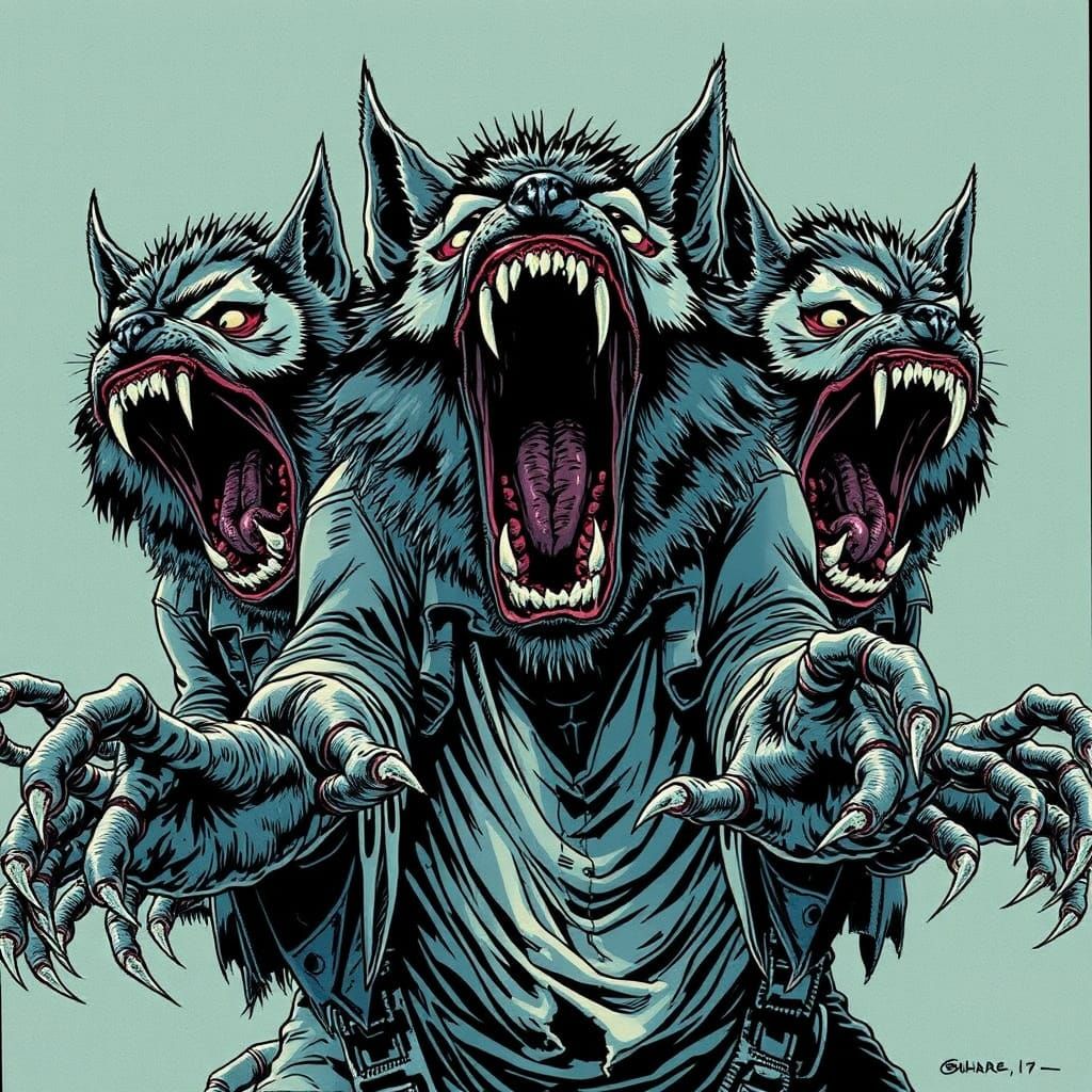 Menacing Werewolves in Dark Biomechanical Style
