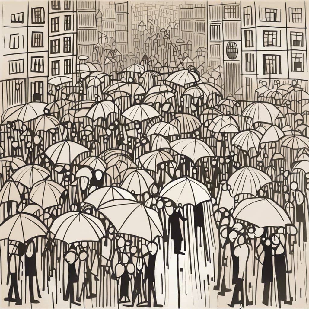 Rainy Cityscape in Picasso Style