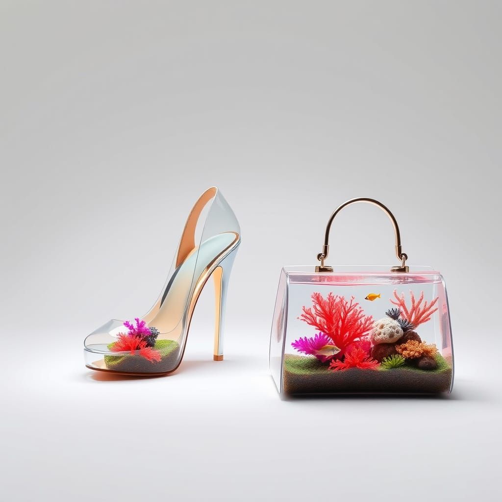 Fish Tank Shoe and Handbag with Coral Reefs