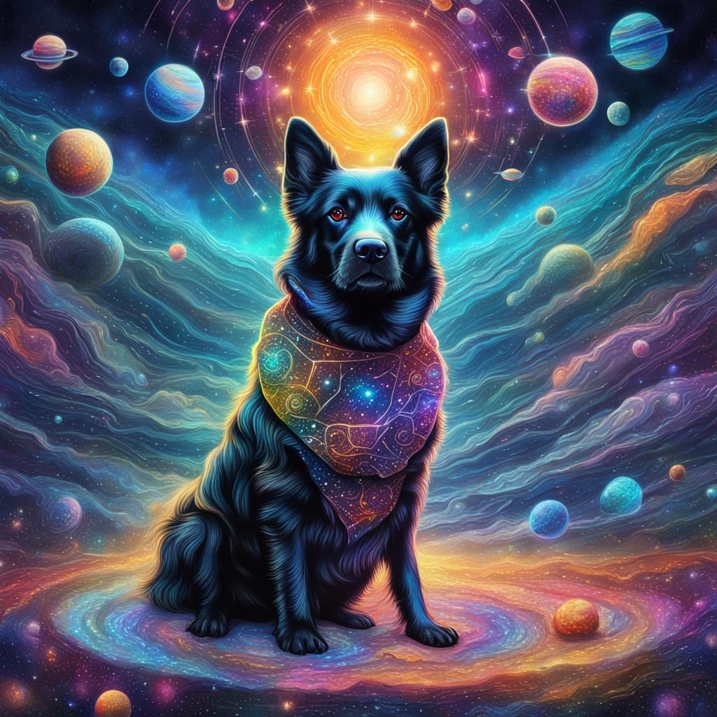 Cosmic Dog: Holographic Astral Illustration in 8k