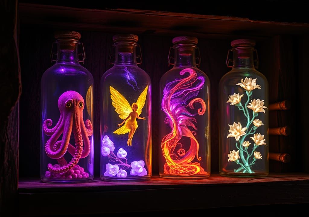Spirits Trapped in Bottles: Dark Fantasy Art