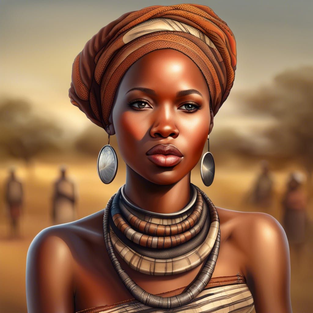 Realistic Portrait of a Beautiful Botswana Woman