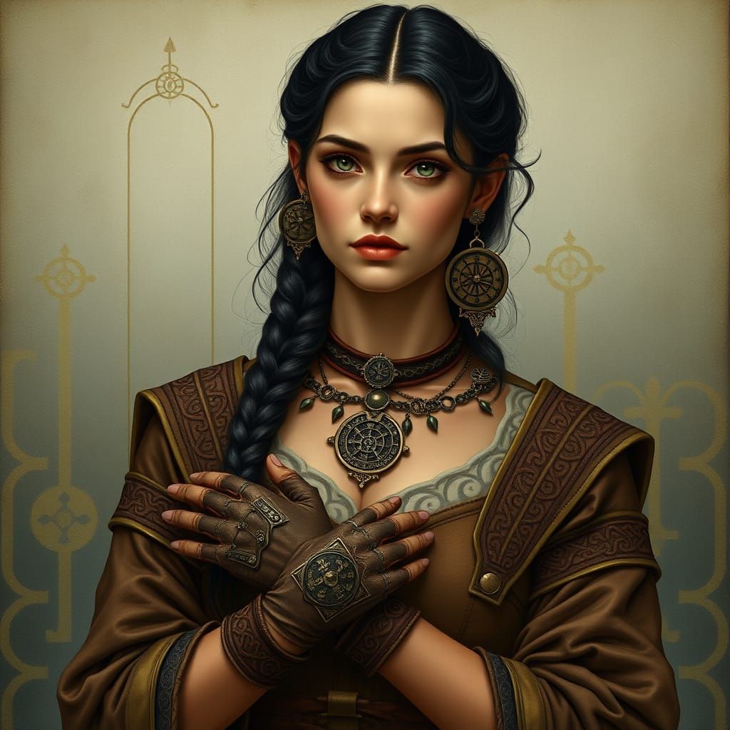 Regal Woman in Celtic and Pre-Raphaelite Style