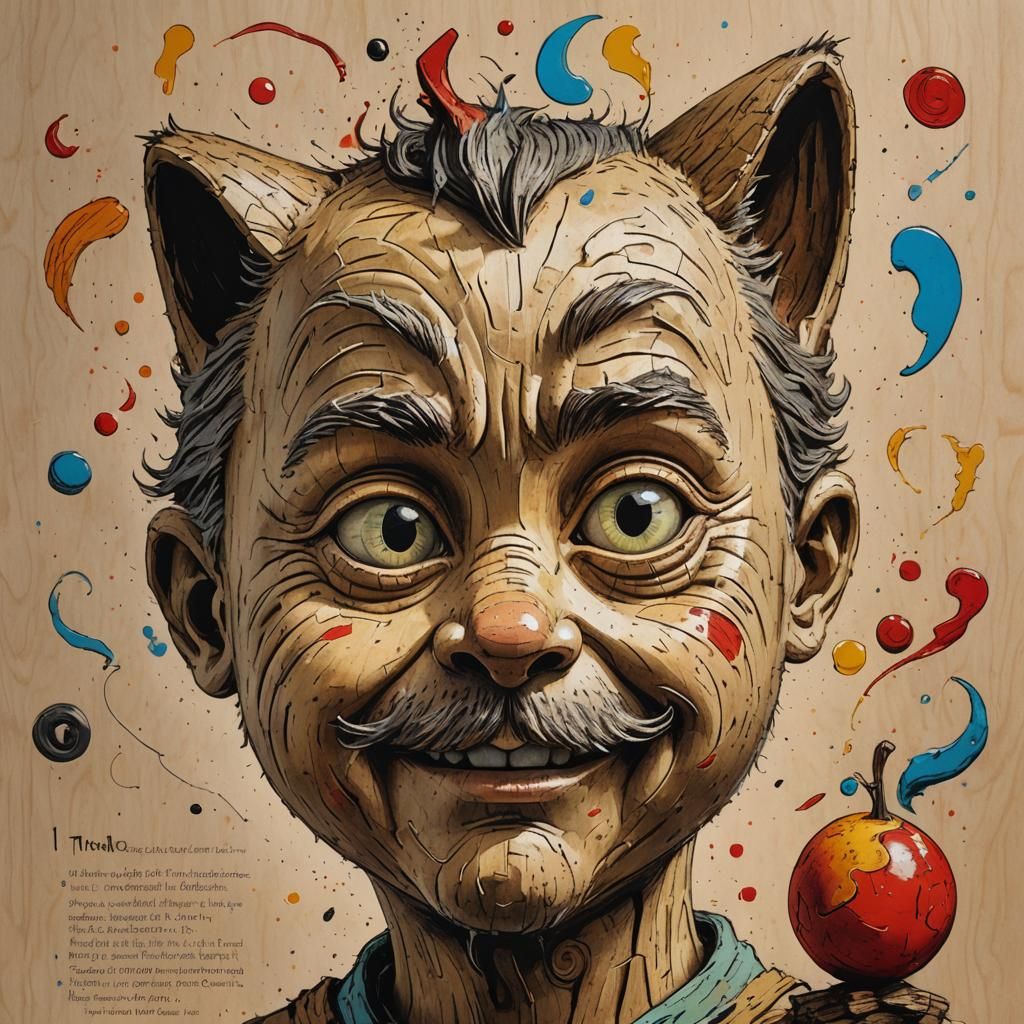 Surreal Bookish Mind with Wood Sculpture in Splash Art