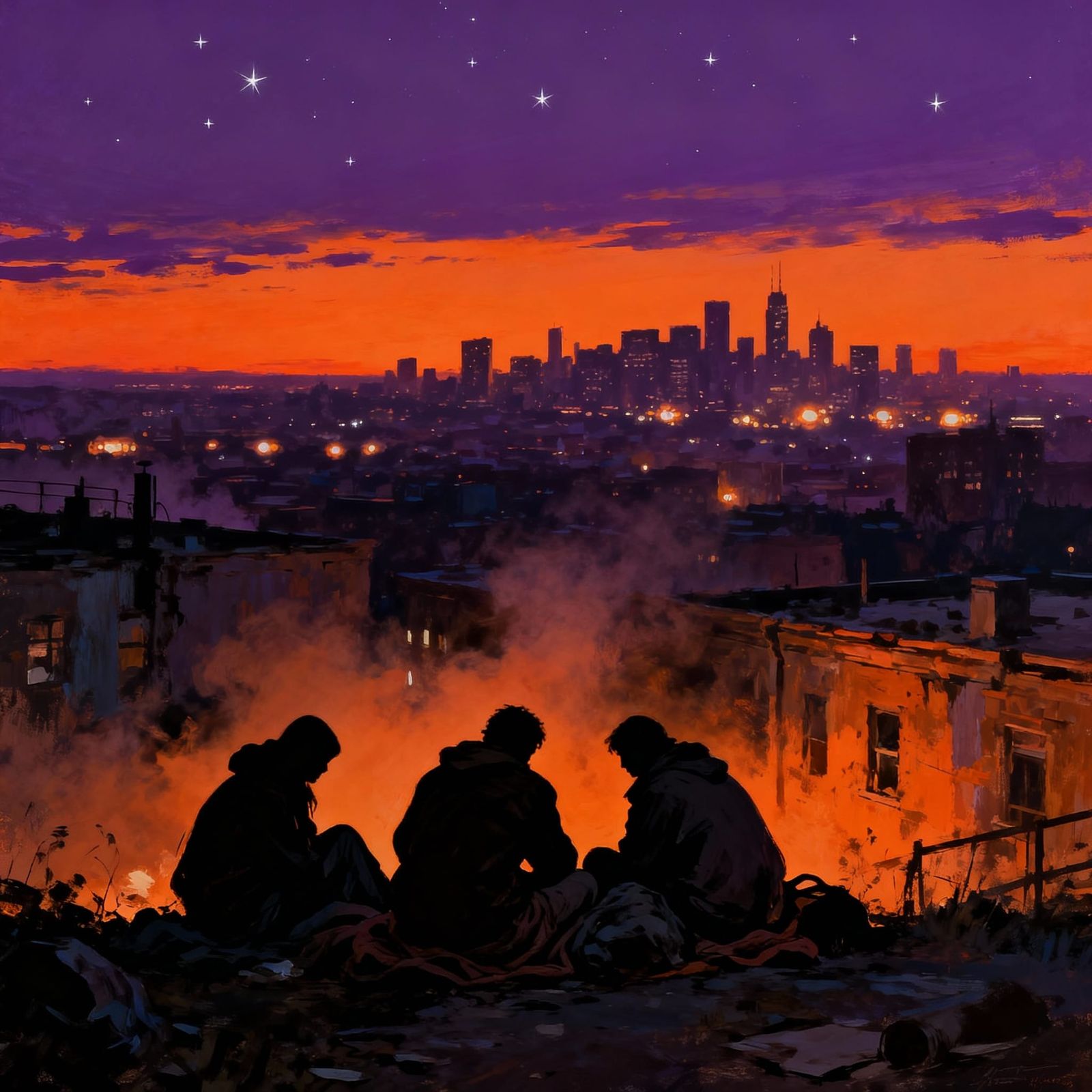 Emotive Digital Painting of Cityscape at Dusk