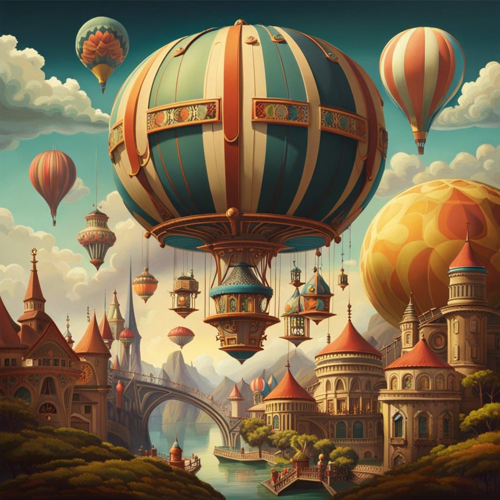 Bear at Theme Park in Mark Ryden Oil Painting Style