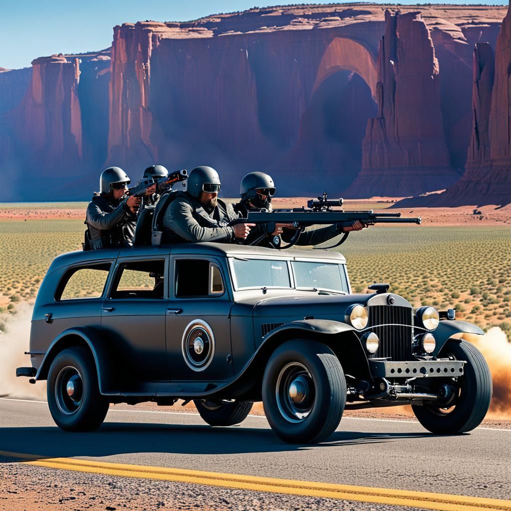 Post-Apocalyptic Armored Car Chase on Ruined Highway