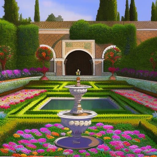 Garden of a middle age palace