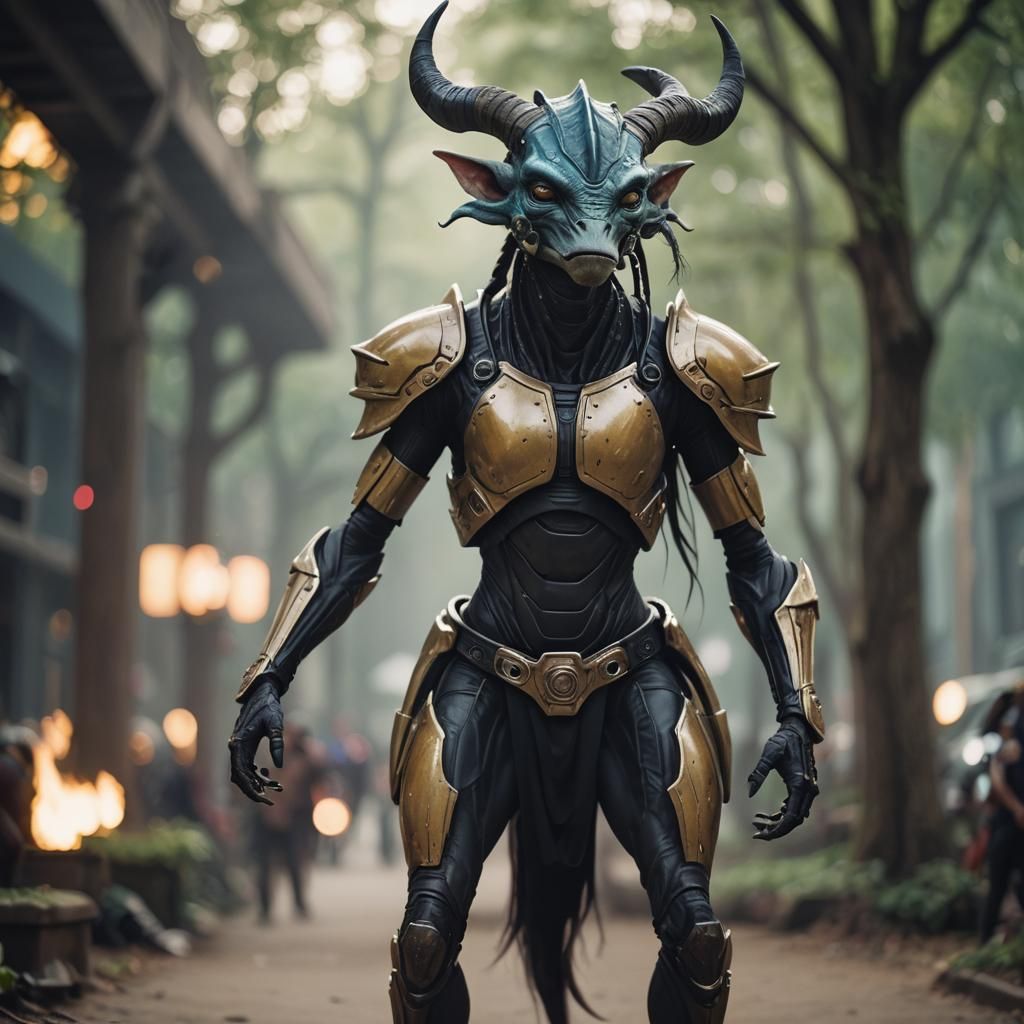 Sci-Fi Goth Alien Centaur in Professional Photo