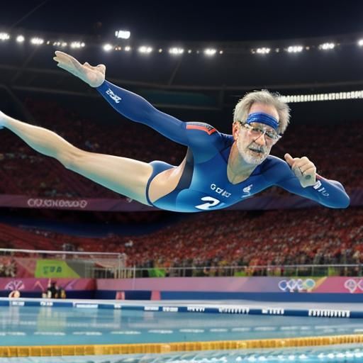 Steven Spielberg at the Olympics in the diving competition