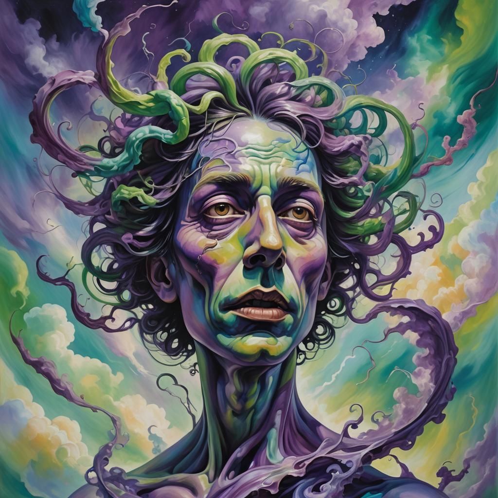 Surreal Figure in Dreamlike Oil Painting