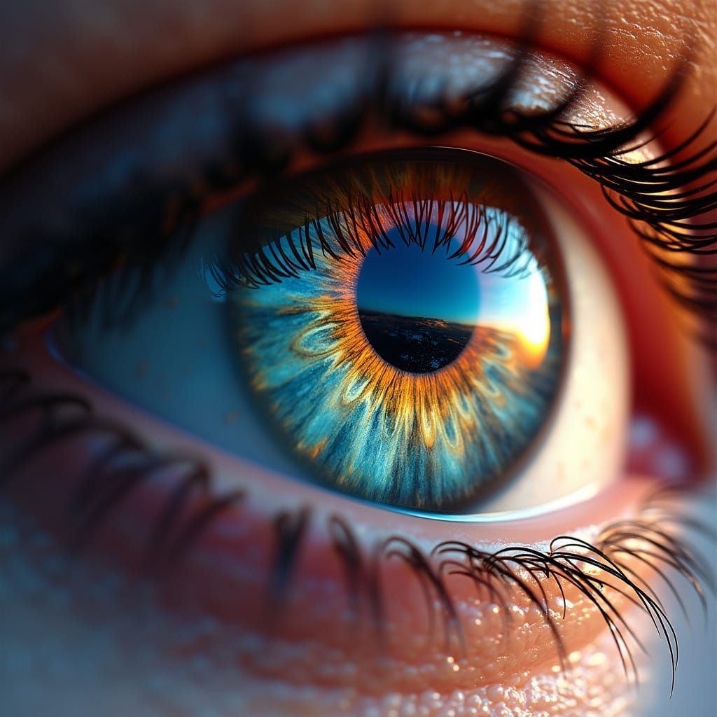 Realistic Human Eye Close-Up with Hypnotic Patterns and Intr...