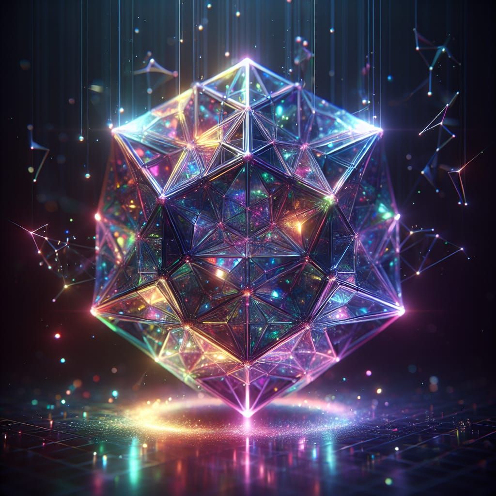 Neon Iridescent Icosahedron: A Cosmic Jewel