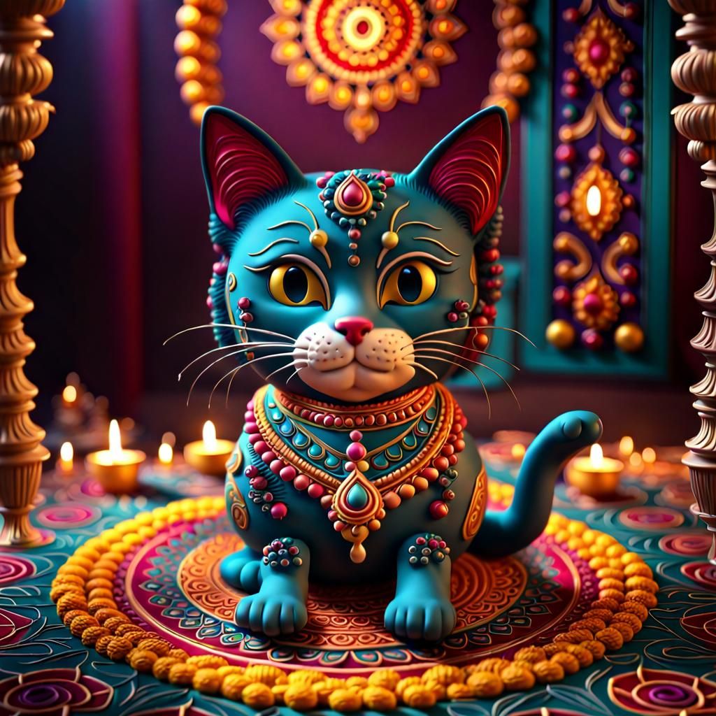 Rangoli Inspired Cat