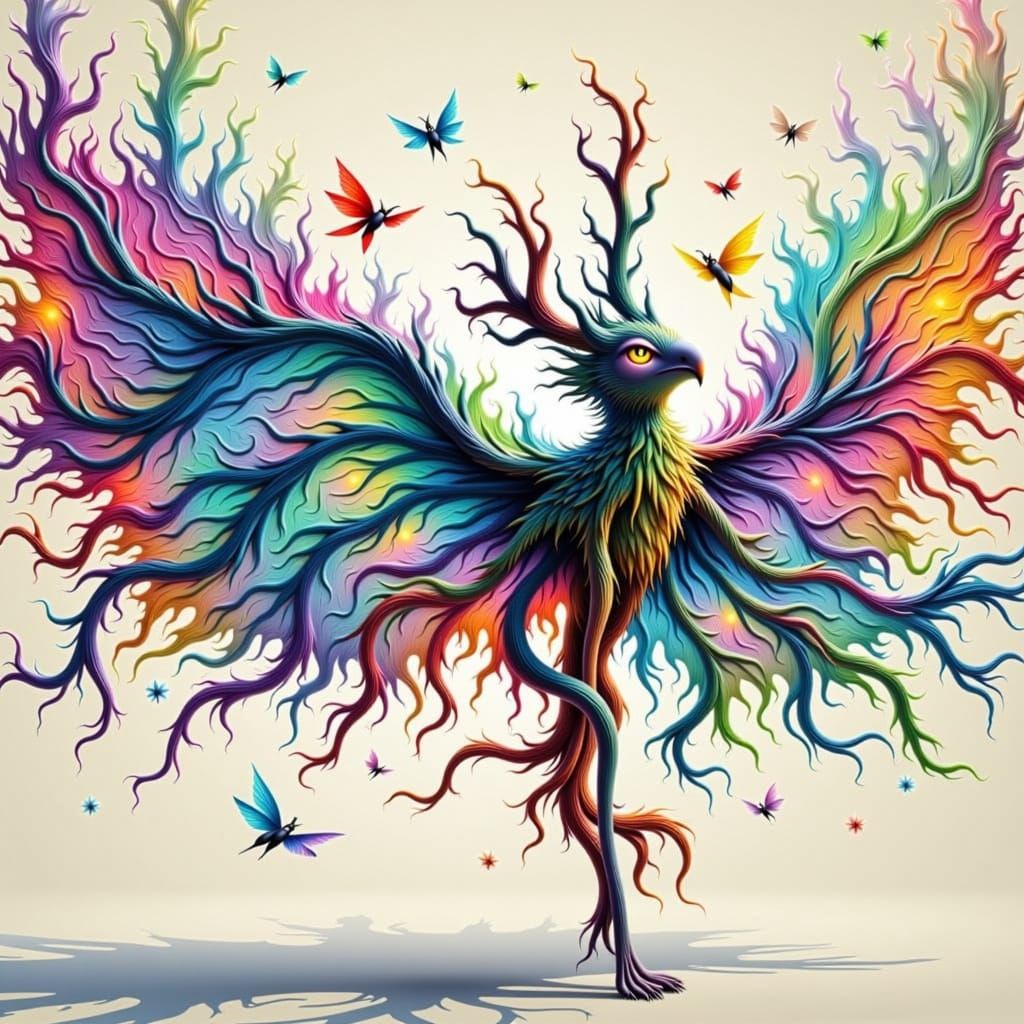 Vibrant Creature Silhouettes in Kaleidoscope Mandala