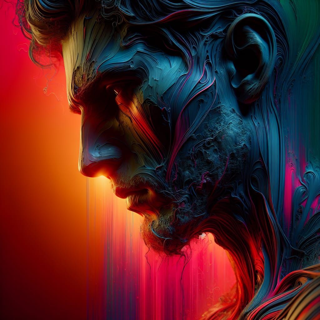 Ethereal Concept Art of a Lone Figure in a Vibrant, Melancho...