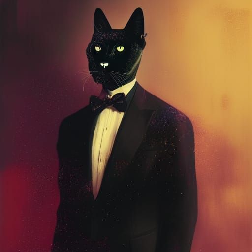 Sophisticated Cat Portrait in Suit and Bowtie