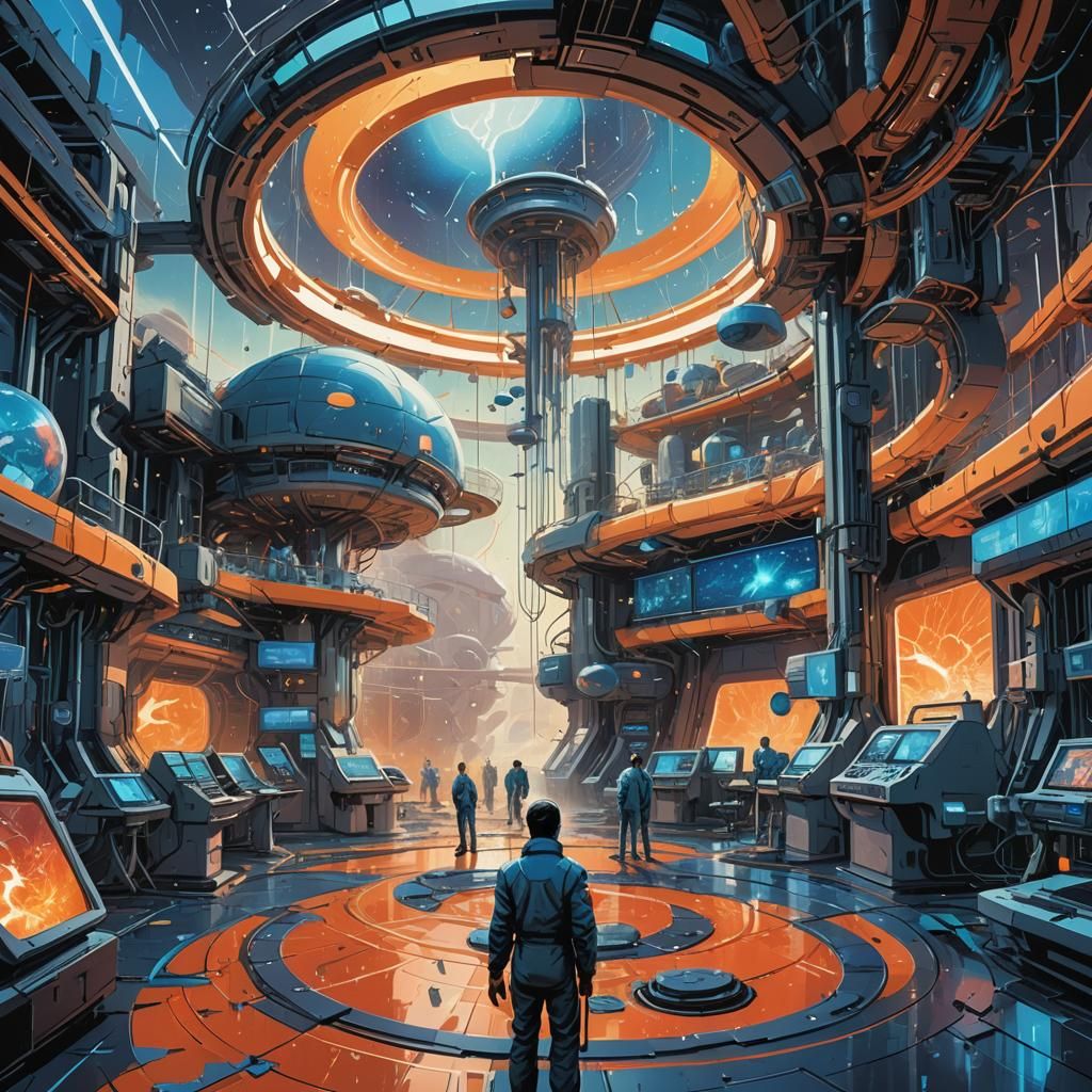 Futuristic Cloning Lab with Rainbow Vortex and Earthquakes