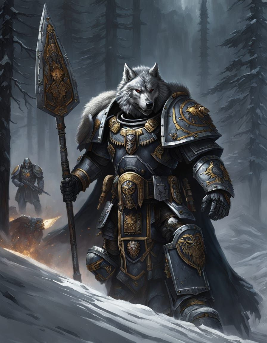Space Wolf Super Soldier in Warhammer 40k Art